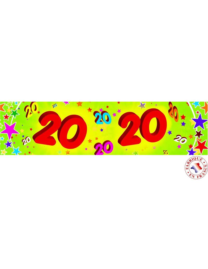 Papier Geburtstagsbanner -20 Jahre bunt 2,44 x 16 cm von CHRISTIANFABRICATIONS