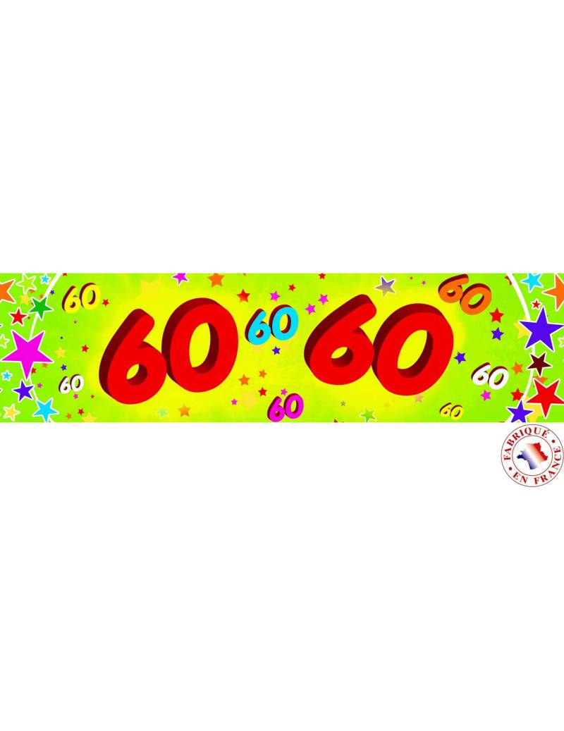 Papier Geburtstagsbanner -60 Jahre bunt 2,44 x 16 cm von CHRISTIANFABRICATIONS