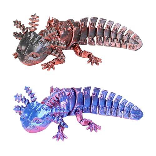 CHROMACRAFT 2 Stück Axolotl-Spielzeuge, Kreative 3D-Gedruckte Spielzeuge, Niedliche Tierornamente, Mini-Axolotl-Spielzeuge Für Kinder, Desktop-Ornamente Zur Dekoration von CHROMACRAFT