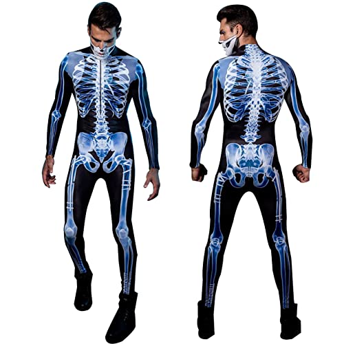 CHROX 3D-Skelett-Kostüme, Halloween-Schädel-Body, Halloween-Partyzubehör, Polyester-Strampler, Kostümzubehör von CHROX