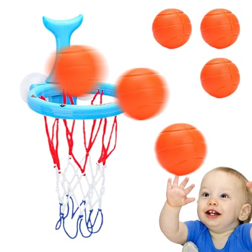 CHROX Basketballkorb für Badezimmer, Basketballkorb für Badezimmer | 4 Stück Basketballkorb Badezimmer Spielzeug für interaktives Badezimmerspielzeug für niedliches Badespielzeug von CHROX