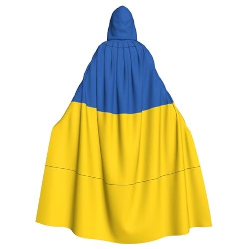 CHRYSM Kapuzenumhang, Umhang mit Kapuze, Halloween-Hexe, Zauberer, Rabe, Vampir, Cosplay-Kostüm, Flagge der Ukraine, Flagge der Ukraine, Einheitsgröße von CHRYSM