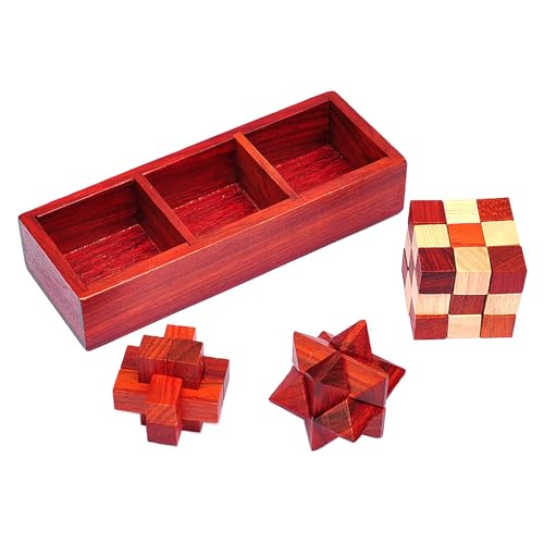 3D Holz Pädagogisches Spielzeug Denkaufgabe Puzzle, Logikspiele aus Holz, IQ Test Mind Game Denkaufgabe Zaubertrick Spielzeug für Kinder und Erwachsene von CHSEEO