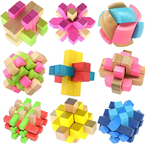 3D Holz Pädagogisches Spielzeug Denkaufgabe Puzzle, Logikspiele aus Holz, IQ Test Mind Game Denkaufgabe Zaubertrick Spielzeug für Kinder und Erwachsene von CHSEEO