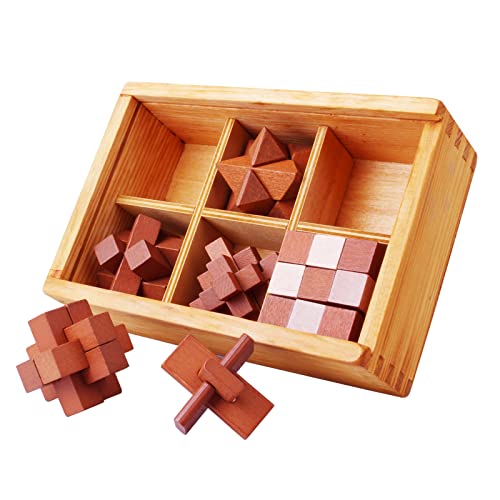 Knobelspiele Holz, 3D Knobelspiele für Erwachsene, Geschicklichkeitsspiele Erwachsene, Geduldsspiel für Erwachsene, Logikspiele für Erwachsene, Spielzeug Geschenk Set für Erwachsene & Kinder von CHSEEO