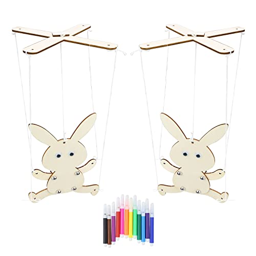 CHSEROK Herbst Basteln für Kinder, Bastelset Hase, Holz Basteln Kinder, DIY Osterhase Deko Bastel Set, mit 12 Stift+Selbstklebend Hasenaugen Auge, Kann Aufgehängt Werden von CHSEROK