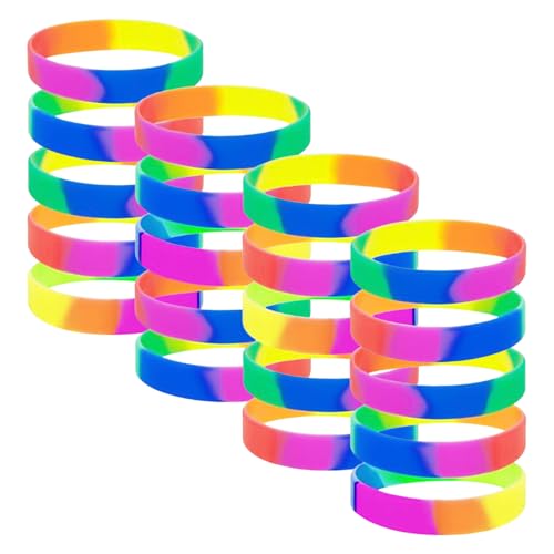 CHSZSH 20 Stück Regenbogen-Armbänder, Dekorative Silikon-Armbänder, Party-Accessoires, Regenbogen-Armband-Geschenke CHSZSH 20 Stück Regenbogen-Armbänder, Dekorative Silikon-Armbänder, Party-Accessoires, Regenbogen-Armband-Geschenke von CHSZSH