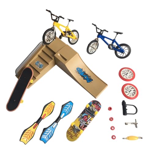 CHUANGOU 17 Pieces Fingerboard Finger Roller Set, Fingerboard Skatepark Mini Finger Toy,Finger Skateboard Ramps Set von CHUANGOU