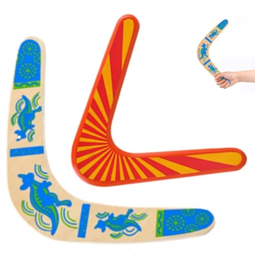 CHUANGOU 2 Pieces Boomerang V Shaped Outdoor, Flatloop Bummerang, Boomerang Anfänger, Return Flying Boomerang Wooden Toy Geschenke von CHUANGOU