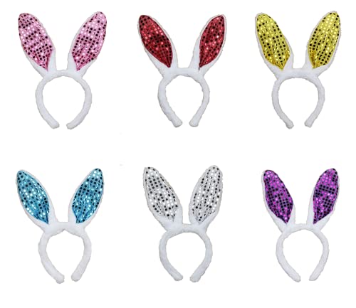 CHUANGOU 6 pcs Hasen Haarreif，Plüsch Hase Ohren，Easter Bunny Ears Hair Bands for Easter Costume Cosplay. von CHUANGOU