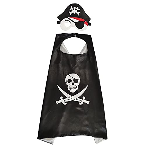 CHUANGOU Kinder Halloween Umhange Schädel Piraten Augenklappe Hut ，Halloween Piratenkostüm Set Fasching Kostüm Cosplay .Partyzubehör von CHUANGOU