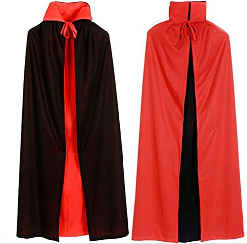 CHUANGOU Umhang für Erwachsene ，Rot Reversible Kleid Vampir-Umhang，Zauberumhang Dämonen Umhang ，Schwarz und Rot, für Halloween-Party, 140 cm .Partyzubehör von CHUANGOU