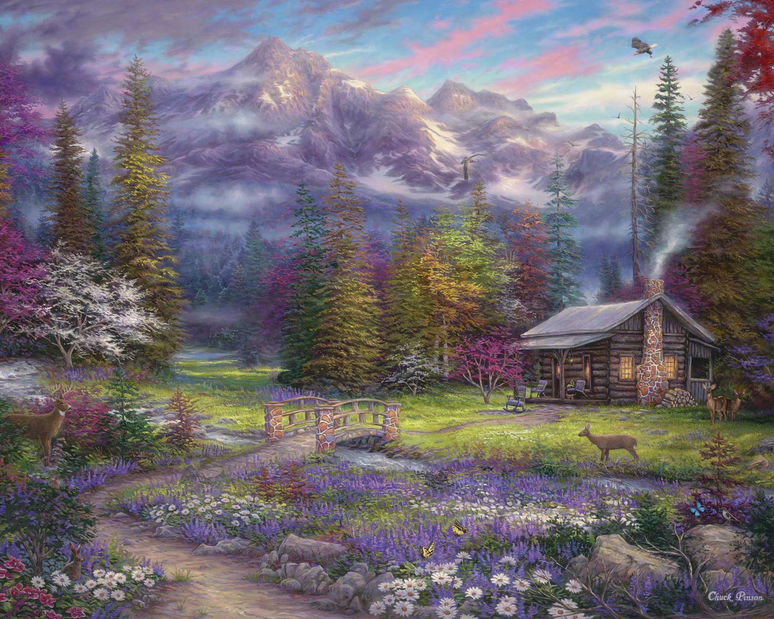 Malen nach Zahlen - Inspiration of Spring Meadows - by Chuck Pinson, ohne Rahmen von CHUCK PINSON