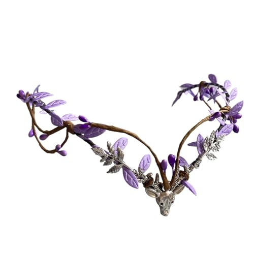 CHUDOU Elfen-Stirnband, Elfen-Kopfschmuck, handgefertigte Blätter, klare Edelsteine, Wald, Wald, Tiara, Elfen-Kopfschmuck, Feenkrone, Elfen-Tiara for Cosplay-Zubehör (ELF027)(Elf023b) von CHUDOU