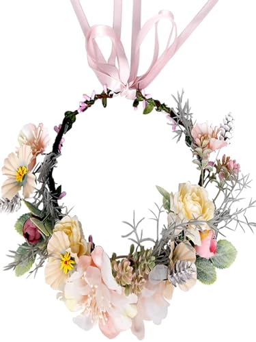 CHUDOU Elfen-Stirnband, Elfen-Kopfschmuck, rosa Blumenkrone, Elfen-Haarkranz, Kopfschmuck, Haarschmuck, Feen-Kopfbedeckung, Halloween-Stirnband for Cosplay-Zubehör von CHUDOU