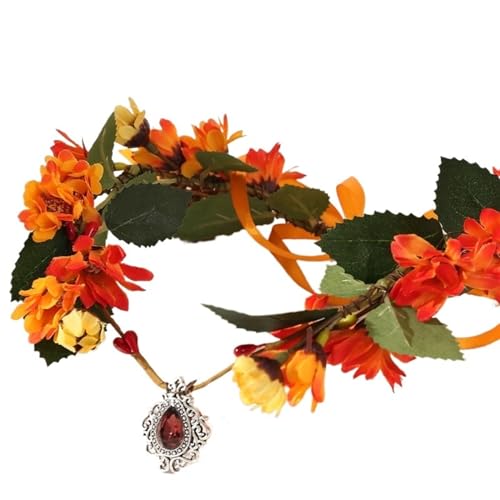 Elfen-Stirnband, Elfen-Kopfschmuck, elegante Waldblume, Elfen-Kronen-Stirnband, Hochzeits-Tiaras, orangefarbene Kopfbedeckung, Kristall-Retro-Schmuck, Braut-Abschlussball-Kostüm-Zubehör for Cosplay-Zu von CHUDOU