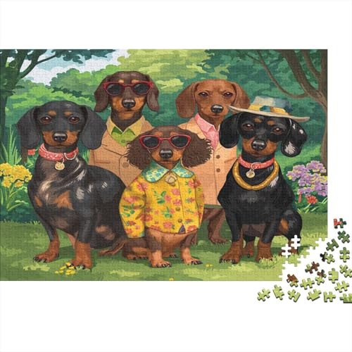 Dachshund Puzzle 1000 Teile Puzzle Erwachsene Schwieriges Schwer Puzzle Für Erwachsene Und Kinder Ab 14 Jahren Puzzel 1000pcs (75x50cm) von CHUIYUFULAN