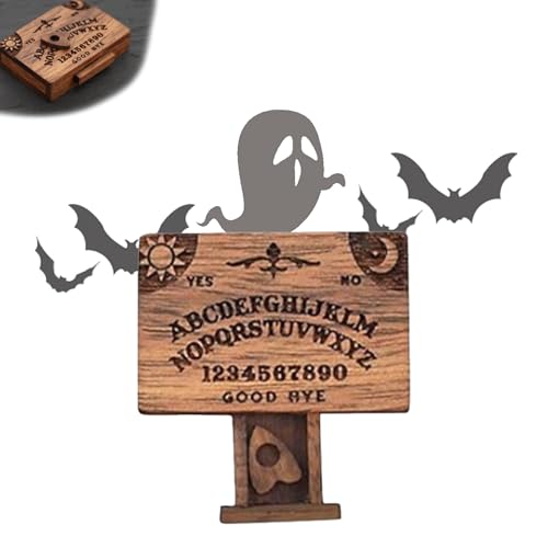 CHUNLIGOUJI Miniatur-Geisterbrett mit Schublade, Miniatur-Ouija-Bretter aus Holz mit Planchetten als Halloween-Dekoration, Miniatur-Ouija-Brett mit geheimer Planchette-Schublade (1pcs) von CHUNLIGOUJI