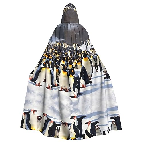 CHUNMINW Kapuzenumhang mit Aufschrift "Happy Penguins", Halloween-Umhang, lustiger Bademantel für Erwachsene, Cosplay, Hexe, Wikinger-Kostüm von CHUNMINW