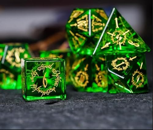 CHUXIBA DND Dice Set D4 D6 D8 D10 D12 D20 Natural Gemstone Production Role Playing Games and Tabletop Games 7pcs Green Polyhedron Dice/H von CHUXIBA