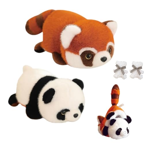 CHYASPNG Wendbares Panda-Plüschtier, Reversibler Roter Panda-Plüsch, Angstlinderung, Süße Plüschspielzeugpuppe, Kuscheltiere für Kinder und Erwachsene (25CM) von CHYASPNG