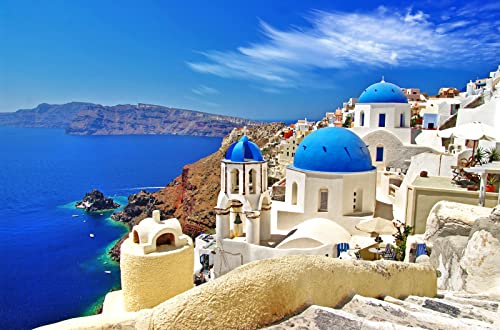 1000 Teile Puzzles Ägäisches Meer Puzzles Griechenland Santorini Landschaft Puzzle Natürliche Szene Harte Puzzles für Erwachsene Teens Kinder Interaktives Spielzeug Gehirn Teaser von CHengQiSM