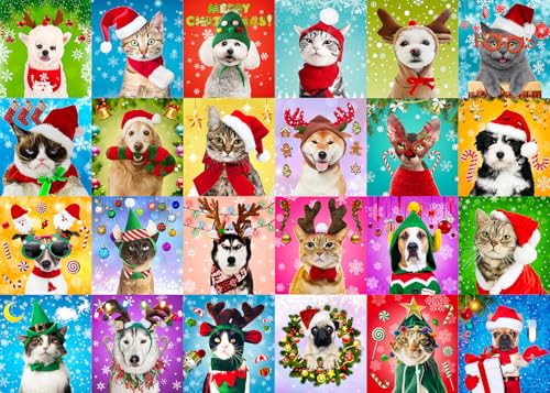 2024 Weihnachten Puzzle Puzzles 1000 Teile für Erwachsene-Katze und Hund Weihnachten Erwachsene 1000 Teile Puzzles 2024 Weihnachten Festival Puzzle Puzzles 1000 Teile für Erwachsene von CHengQiSM