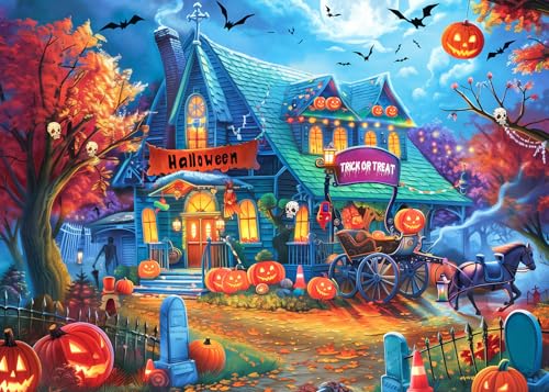 Glückliches Halloween 1000 Teile Puzzle für Erwachsene-Halloween Kürbis Haus Puzzles für Erwachsene 1000 Teile, Halloween Haus 1000 Teile Puzzle für Erwachsene, Halloween Puzzle für Erwachsene von CHengQiSM