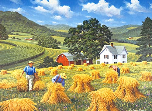 Herbst Puzzles für Erwachsene 1000 Teile Ölgemälde Puzzle Tennessee Country Farm Szene Weizenfelder Erntezeit Landschaft Puzzle 1000 Teile für Erwachsene Teens Reduzierter Druck Spielzeug Geschenk von CHengQiSM