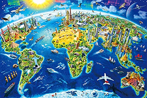 Puzzle für Erwachsene, 1000 Teile, verbesserte Version 27,56 x 19,7 Zoll, Weltsehenswürdigkeiten, Lernspiele, Gehirn-Herausforderung, Puzzles für Erwachsene und Kinder von CHengQiSM