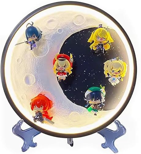 30 cm Genshin Impact PVC Sammelspiel Nachtlicht Charakter Modell Anime Spielzeug Dreifarbige Anpassung USB (Farbe: Natur) von CHiHuol