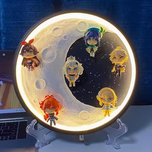 30 cm Genshin Impact PVC Sammelspiel Nachtlicht Charakter Modell Anime Spielzeug Dreifarbige Anpassung USB (Farbe: Natur) von CHiHuol