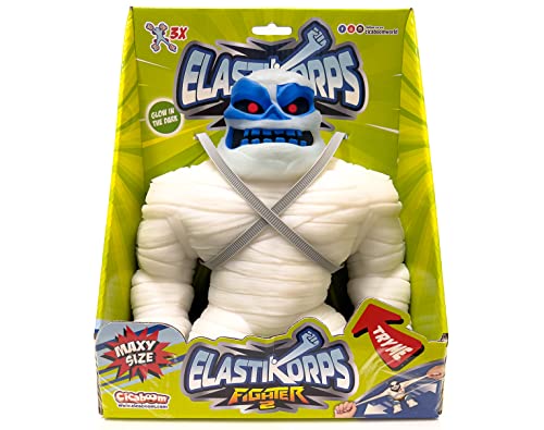 CICABOOM - Maxy Bone Glow in the Dark - Dehnbare elastische Spielzeugmumie, die im Dunkeln leuchtet (23 cm x 2 kg) - Elastikorps Fighter 2 - Geschenkidee für Kinder (Weiß) von CICABOOM