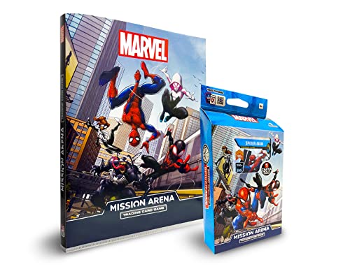 CICABOOM Marvel Mission Arena Trading Card Game – Themendecks (55 Karten + Holographische geheime Karte) + Ordner (A4, 16 Seiten mit 9 Taschen) (Spider-Man Edition) von CICABOOM