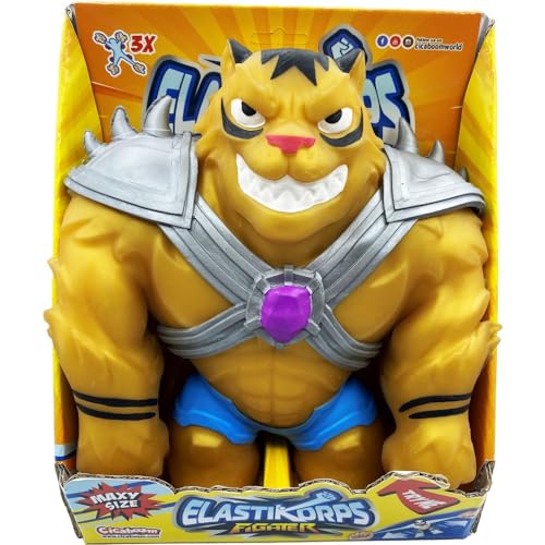 CICABOOM - Maxy Gold Tiger - Dehnbarer elastischer Tiger mit abnehmbarer Rüstung (23 cm x 2 kg) - Elastikorps Fighter Extra Force - Geschenkidee für Kinder (Gold) von CICABOOM