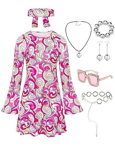 CICOCI 70er Jahre Disco Outfits Für Frauen Hippie Kleid Pailletten Disco Ball Ohrringe Sonnenbrille Zubehör Halloween von CICOCI