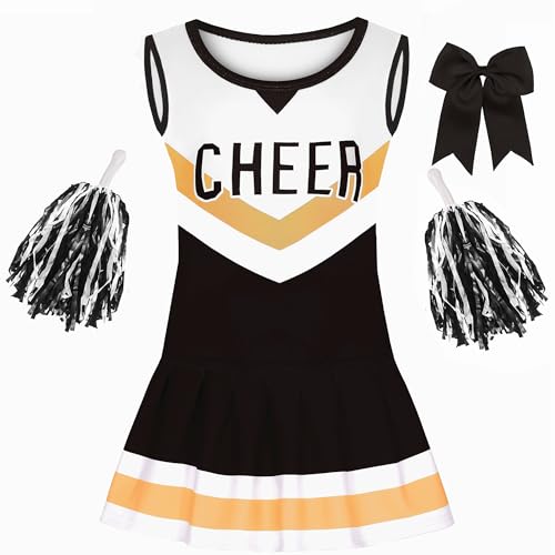 CIFITERY Cheerleader-Kostüm für Mädchen, schwarz-weiß, Cheerleader-Outfit für Kinder, Cheerleader-Geschenk von CIFITERY