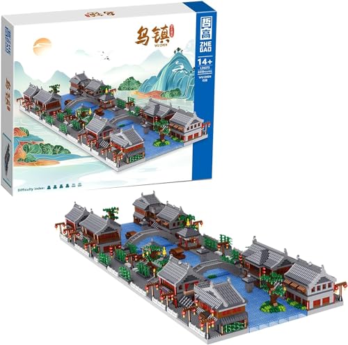 CIJINAY Modular Haus Bausteine, 6518 Wuzhen Klemmbausteine Chinesische Architektur Bausatz, MOC Architecture Bausteine, Micro Mini Building Block Set Spielzeug Geschenke für Kinder Erwachsene von CIJINAY