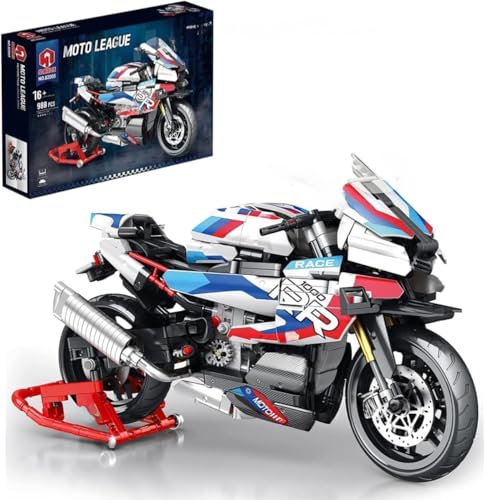 CIJINAY Technik Motorrad Bausteine für BMW M 1000RR, 988 Klemmbausteine Motorrad Modellbausatz, Supermotorrad Bauset Spielzeug Geschenk für Erwachsene Kinder (82005) von CIJINAY