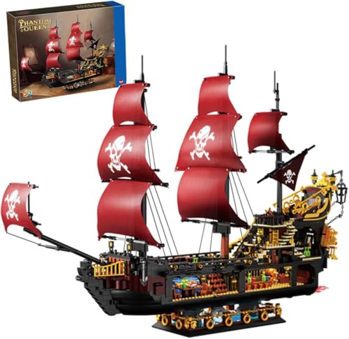 CIJINAY Technik Piratenschiff Bausteine, 3399 Klemmbausteine Phantom Queen Modellschiff Bausatz, MOC Segelschiff Modellbausatz Pirate Ship Geschenke Spielzeug für Erwachsene Kinder von CIJINAY