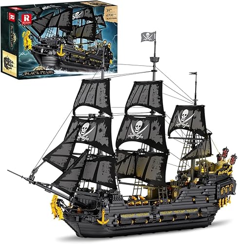 CIJINAY Technik Piratenschiff Bausteine, 4708 Klemmbausteine Black Pearl Modellschiff Bausatz, MOC Segelschiff Modellbausatz Pirate Ship Geschenke Spielzeug für Erwachsene Kinder von CIJINAY