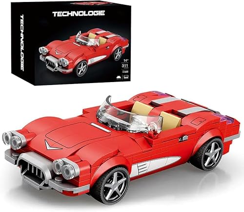 CIJINAY Technik Sportwagen Modellbausatz für Corvette C1, 311 Klemmbausteine Technik Bausteine Rennwagen Bausatz, MOC Auto Modellbauset Rennauto Spielzeug Geschenk für Erwachsene Kinder von CIJINAY