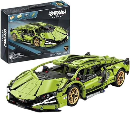 CIJINAY Technik Sportwagen Modellbausatz für Lambo, 1280 Klemmbausteine Technik Bausteine Rennwagen Bausatz, MOC Auto Modellbauset Rennauto Spielzeug Geschenk für Erwachsene Kinder von CIJINAY