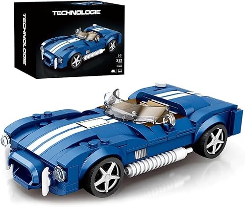 CIJINAY Technik Sportwagen Modellbausatz für Shelby Cobra S, 312 Klemmbausteine Technik Bausteine Rennwagen Bausatz, MOC Auto Modellbauset Rennauto Spielzeug Geschenk für Erwachsene Kinder von CIJINAY