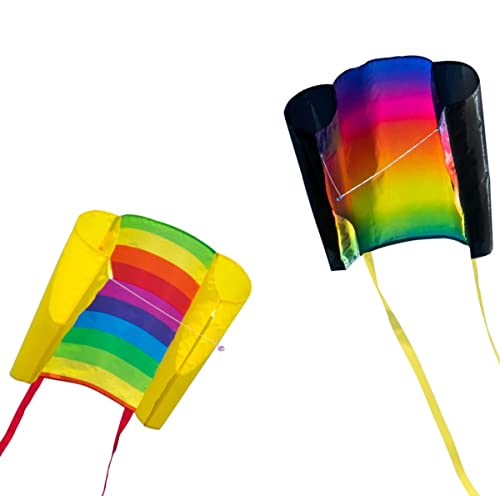 CIM Drachenset - Beach Kite [ 2 STÜCK Rainbow/Prism ] - Einleiner Flugdrachen für Kinder ab 6 Jahren- 74x47cm - inkl. 40m Drachenschnur und Streifenschwänze von CIM