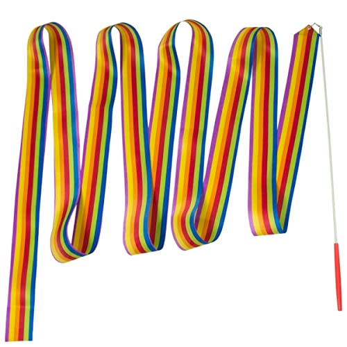 CIM Gymnastikband - 4m Satinband - mit Schwungstab - Rhytmische Sportgymnastik (Rainbow 4m) von CIM