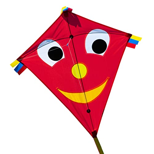 CIM Kinder-Drachen - Happy Eddy RED - Einleiner-Flugdrachen für Kinder ab 3 Jahren - 65x74cm - inkl. Langer Drachenschnur und DREI Bandschwänzen von CIM