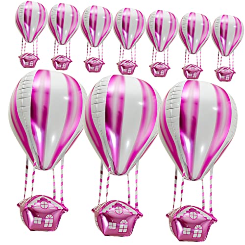 CIMAXIC 10St Heißluftballon Wolkenballons Party heißer Korb Aufblasgerät flackern geburtstagsdeko kindergeburtstags dekoration ballonie Heliumballon Duschballons Aluminiumfolie Rosa von CIMAXIC