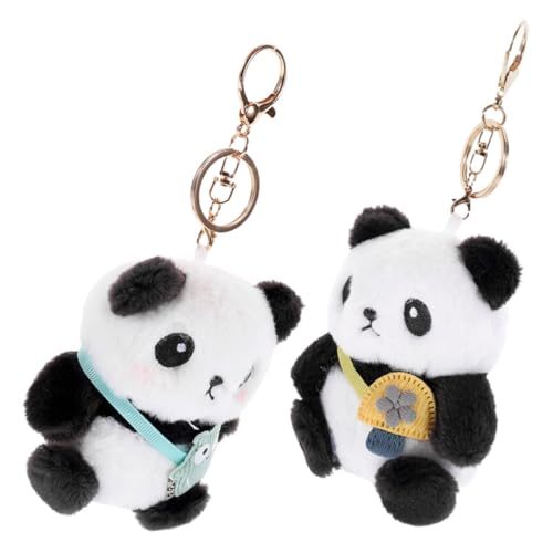 CIMAXIC 2 Stück Panda Schlüsselanhänger Tier Schlüsselanhänger Panda Rucksack Plüsch Panda Kuscheltier Süßer Schlüsselanhänger Hase Plüsch Schlüsselanhänger Plüsch Panda von CIMAXIC