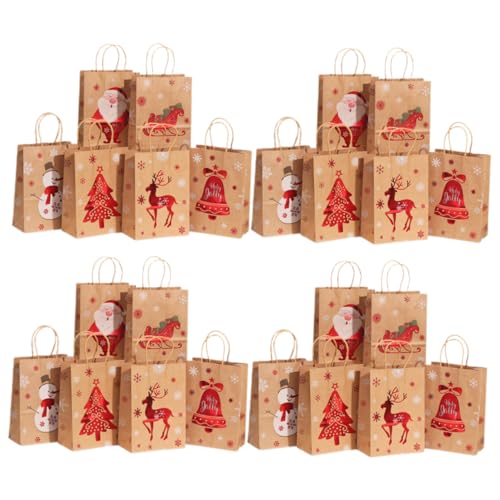 CIMAXIC 24 Stück Weihnachtsparty Geschenktüten Aus Papier Handliche Goodie Bags Für Festliche Anlässe Ideal Zum Verpacken Partybedarf Winterliche Designs von CIMAXIC